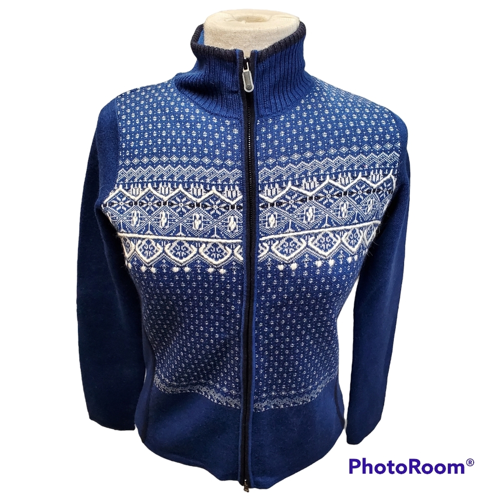 EDDIE BAUER EMBROIDERED MERINO WOOL RABBIT WINTER SWEATER SIZE SMALL PETITE EUC